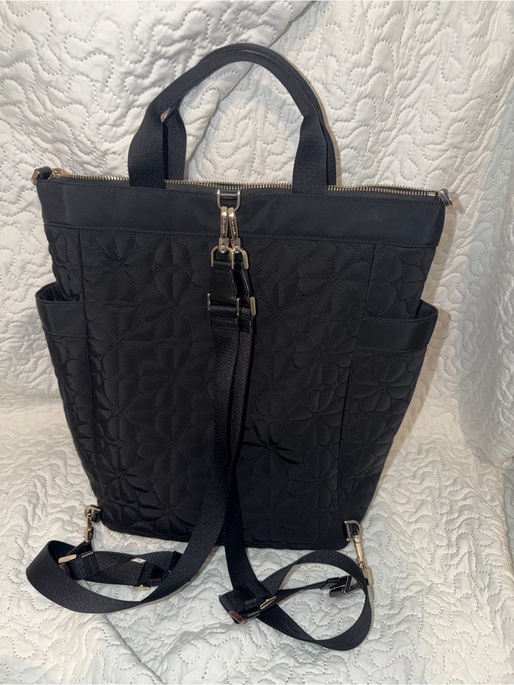 Kate Spade Flower Quilted Convertible Tote-Backpack with Gold Hardware - Picture 5 of 9